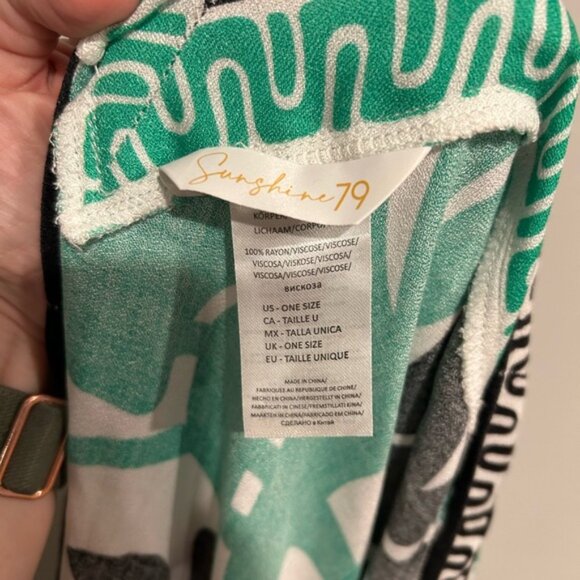 Green and Black Patterned Swim Set One Piece Size M and Kimono with Tassels - Picture 7 of 8